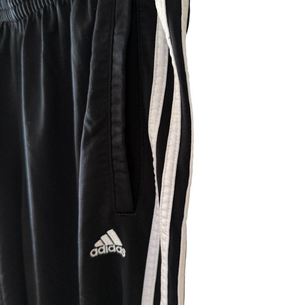 Vintage Adidas Track Pants Tear Away Men Small Black 3 Stripes Snaps Baggy Y2K - Picture 6 of 17